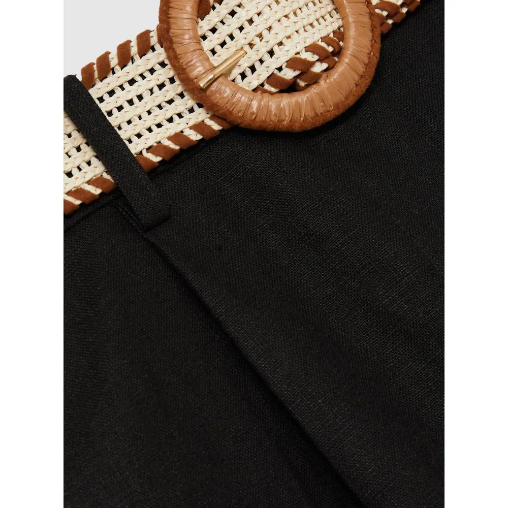 REISS BEAU Linen Belted Tapered Trousers